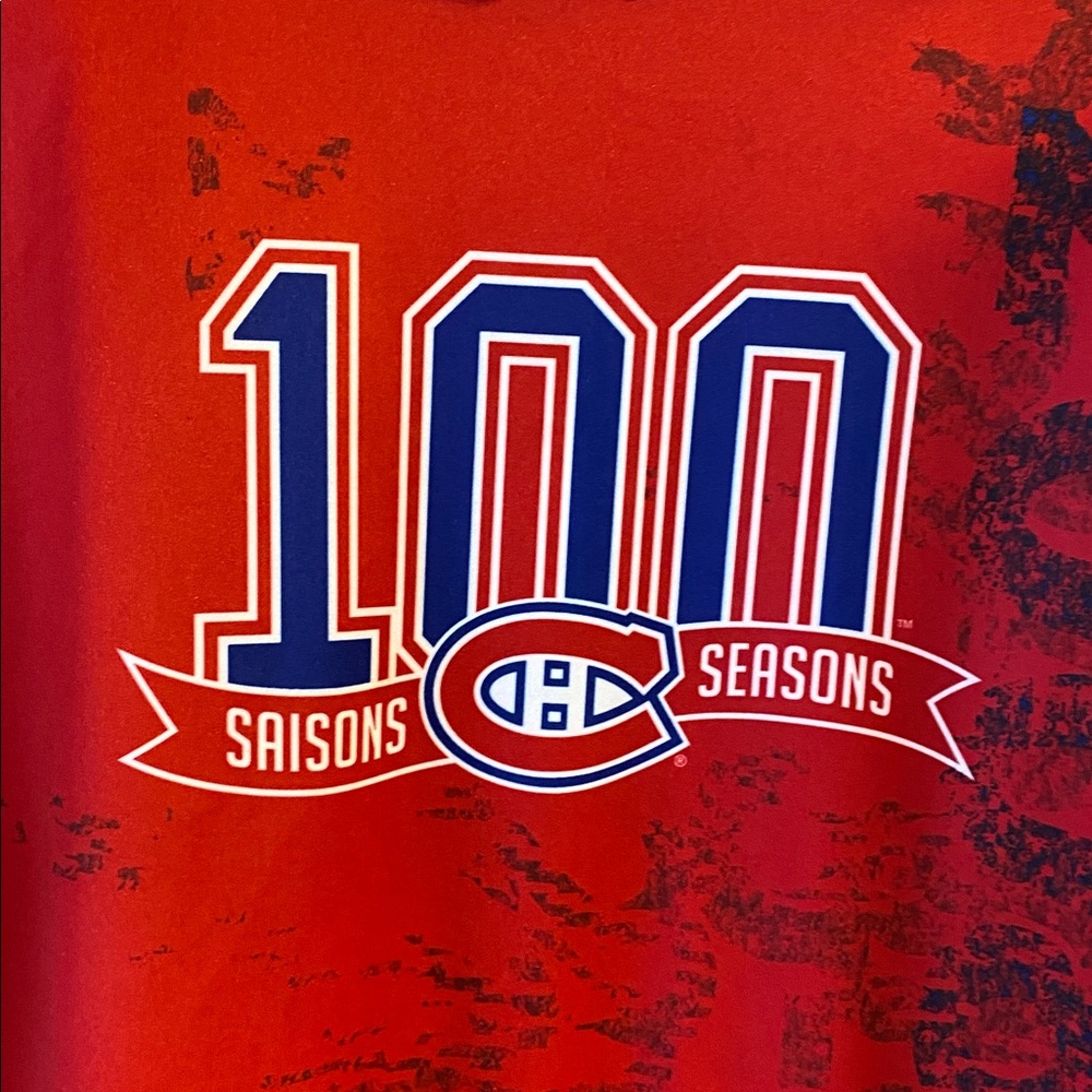 NHL Montreal Canadians 100 seasons Red Official Licensed T-Shirt size XL - Picture 2 of 5